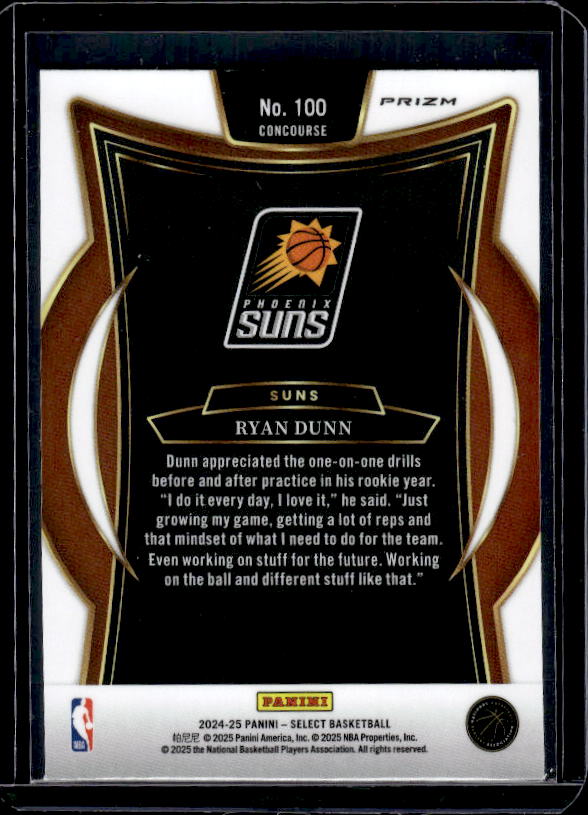 2024-25 Panini Select #100 Ryan Dunn Silver Prizm