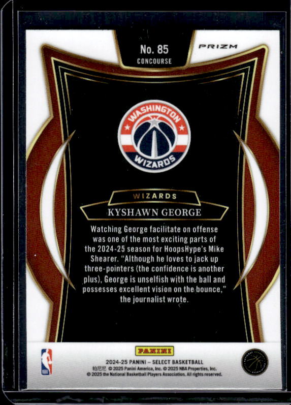2024-25 Panini Select #85 Kyshawn George Silver Prizm
