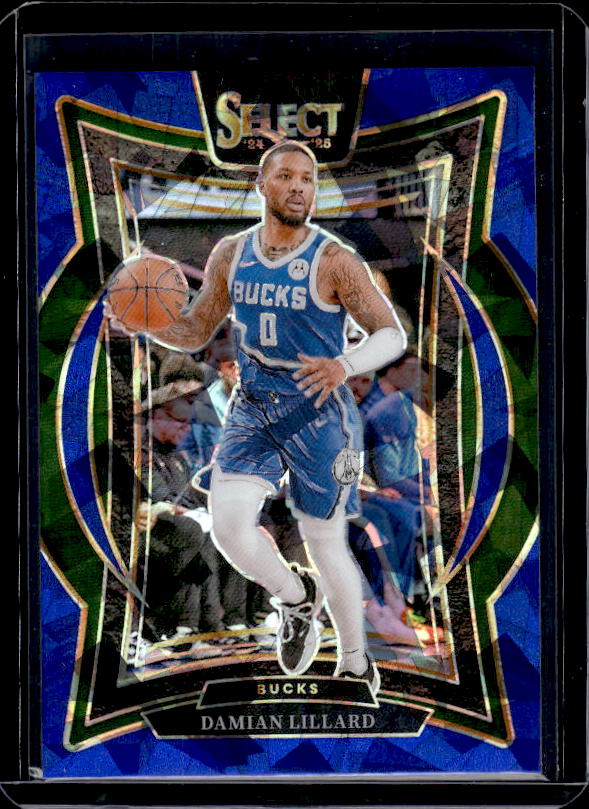 2024-25 Panini Select #55 Damian Lillard Blue Cracked Ice Prizm