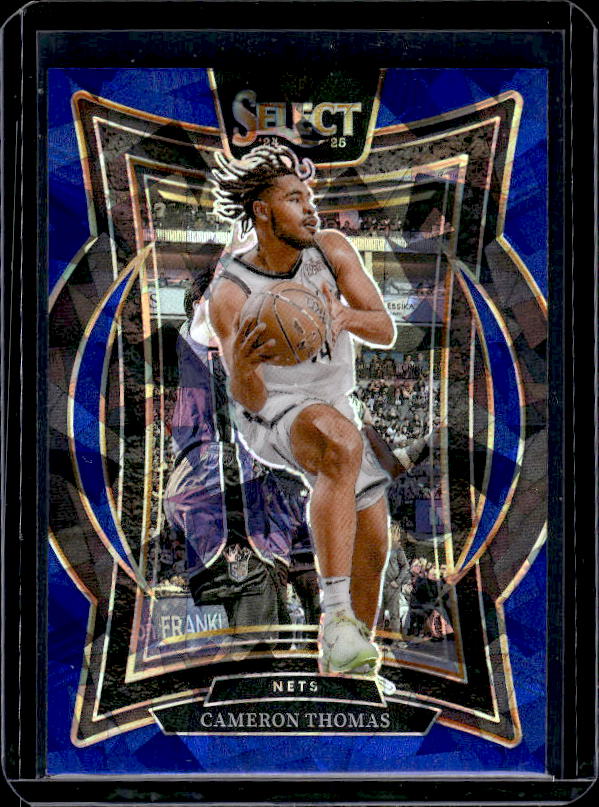 2024-25 Panini Select #50 Cameron Thomas Blue Cracked Ice Prizm