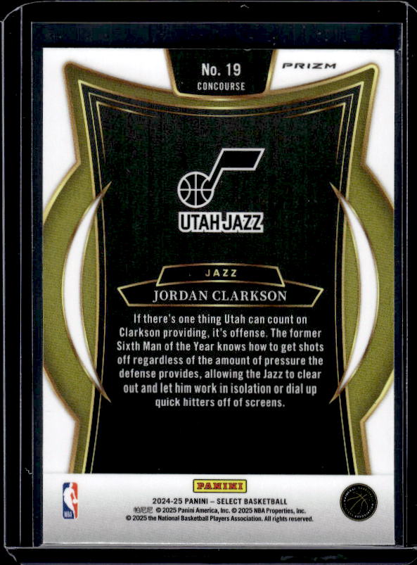 2024-25 Panini Select #19 Jordan Clarkson Blue Prizm