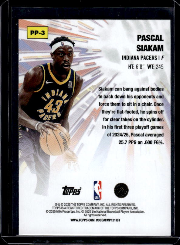 2025-26 Topps #PP-3 Pascal Siakam Power Players Holo Foil