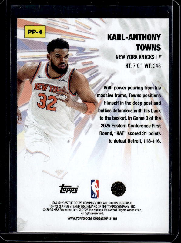 2025-26 Topps #PP-4 Karl-Anthony Towns Power Players