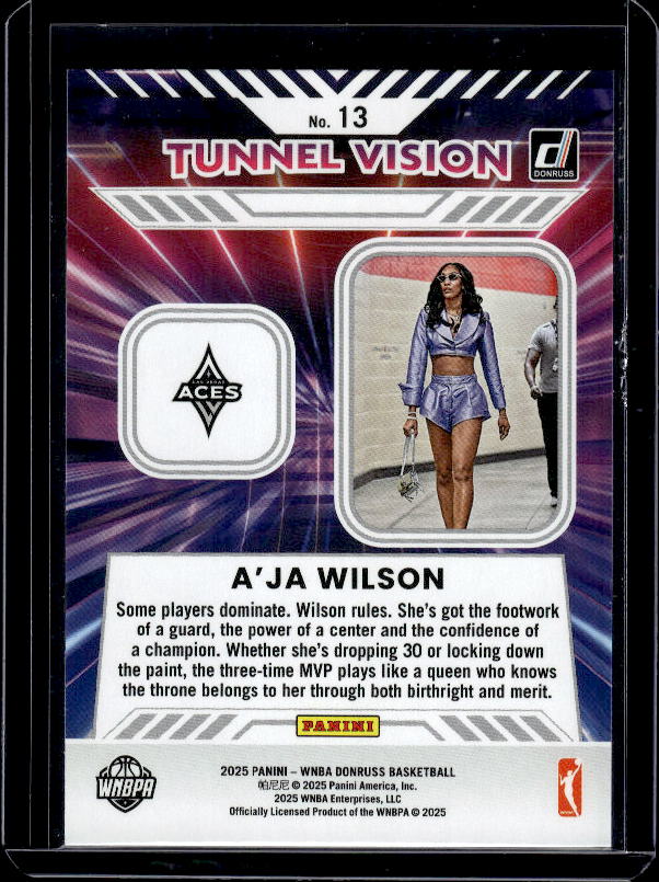 2025 Donruss WNBA #13 A'ja Wilson Tunnel Vision