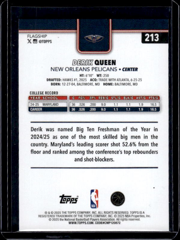 2025-26 Topps #213 Derik Queen