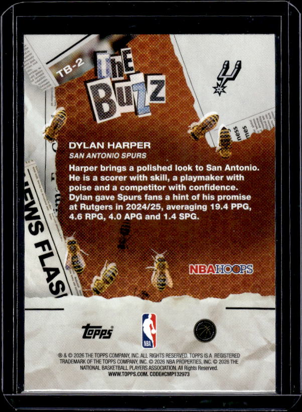 2025-26 Hoops #TB-2 Dylan Harper The Buzz
