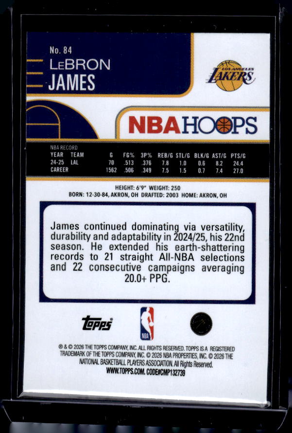 2025-26 Hoops #84 LeBron James Rainbow