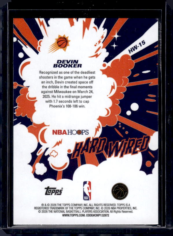 2025-26 Hoops #HW-15 Devin Booker Hard Wired Purple Light Burst /99