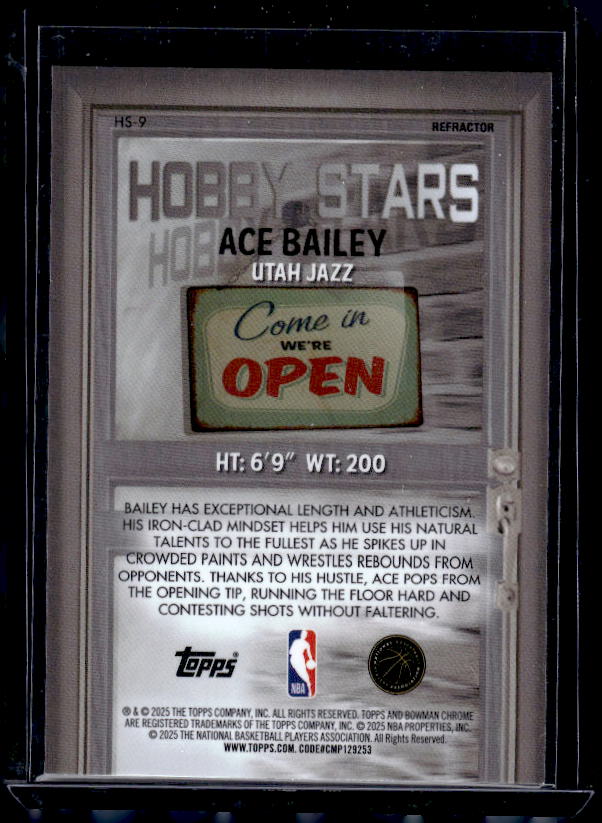 2025-26 Bowman #HS-9 Ace Bailey Hobby Stars Refractor