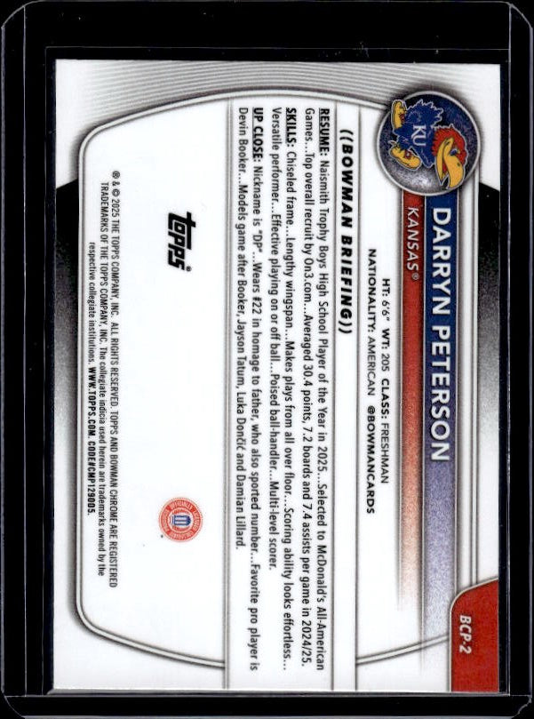 2025-26 Bowman #BCP-2 Darryn Peterson Chrome Prospects