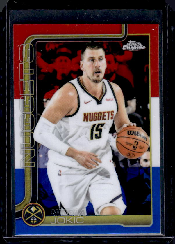 2025-26 Topps Chrome #25 Nikola Jokić Red White and Blue Refractor