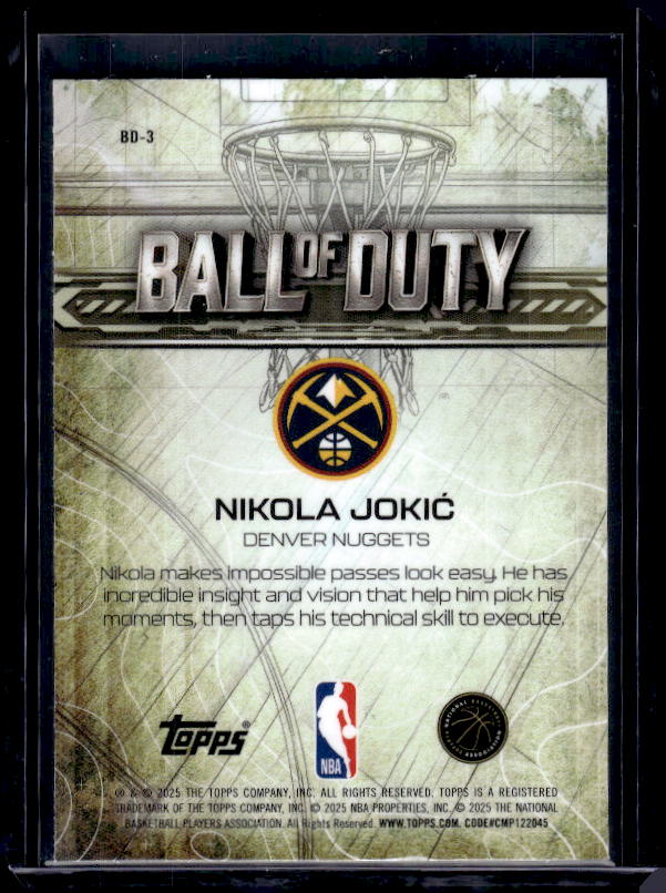 2025-26 Topps Chrome #BD-3 Nikola Jokić Ball of Duty