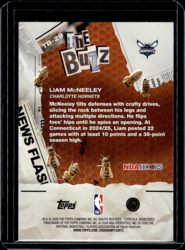 2025-26 Hoops #TB-29 Liam Mcneeley The Buzz Green Hoops