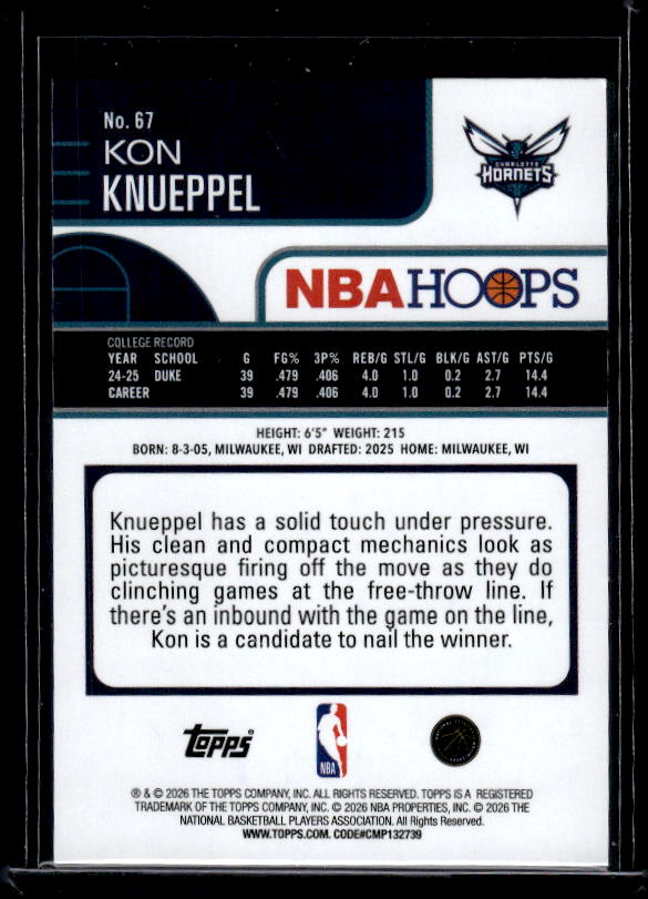 2025-26 Hoops #67 Kon Knueppel