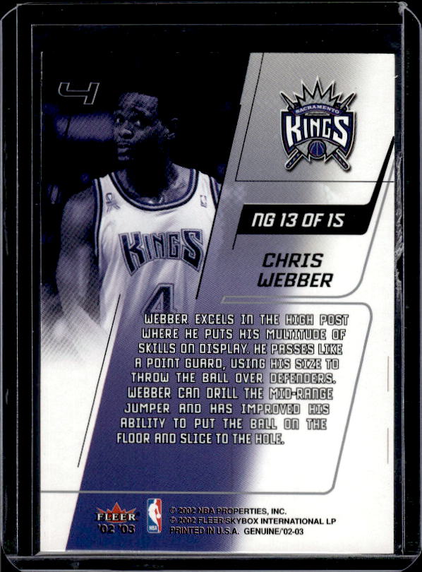 2002-03 Fleer Genuine #NG 13 Chris Webber Names of the Game