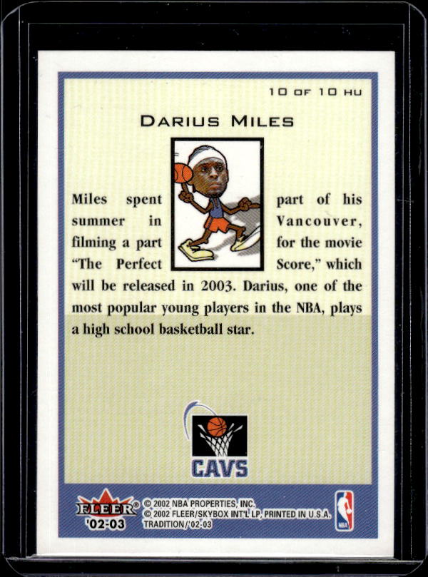 2002-03 Fleer Tradition #10 HU Darius Miles Heads Up