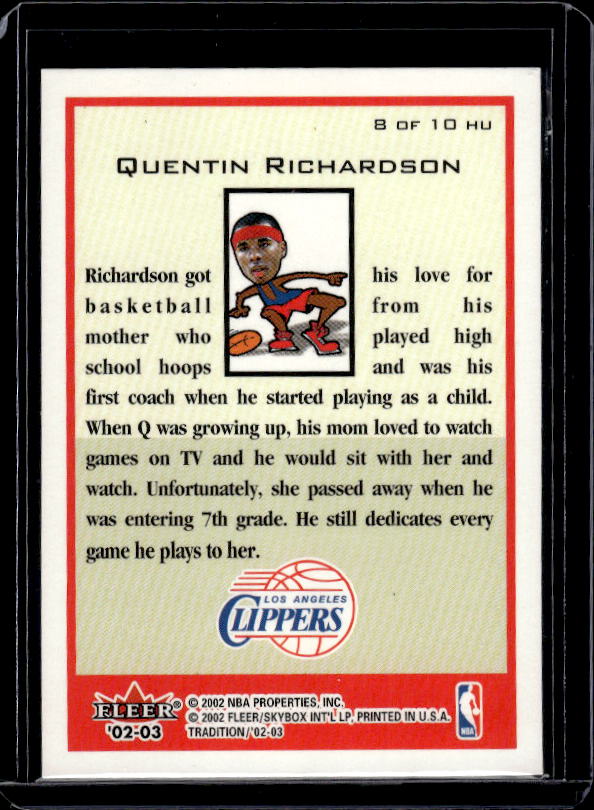 2002-03 Fleer Tradition #8 HU Quentin Richardson Heads Up