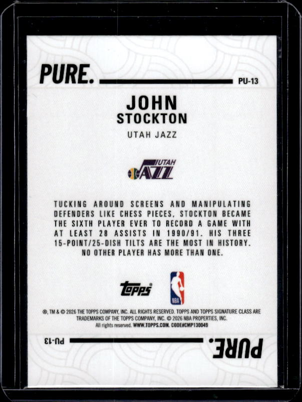 2025-26 Topps Signature Class #PU-13 John Stockton Pure