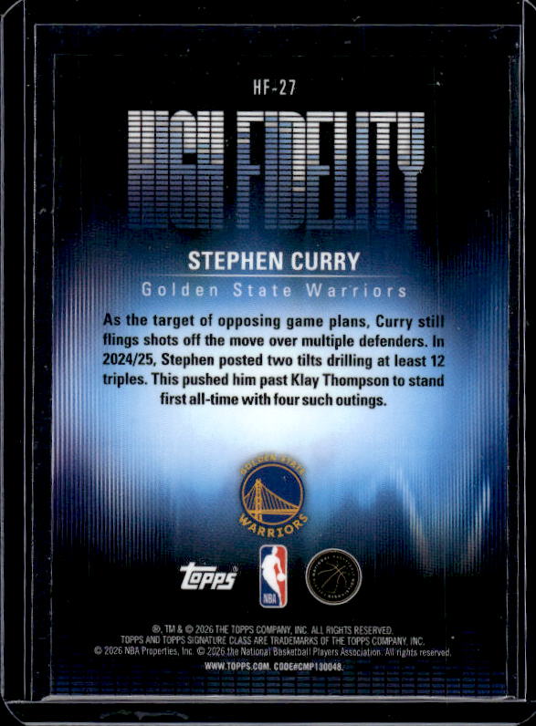 2025-26 Topps Signature Class #HF-27 Stephen Curry High FIdelity
