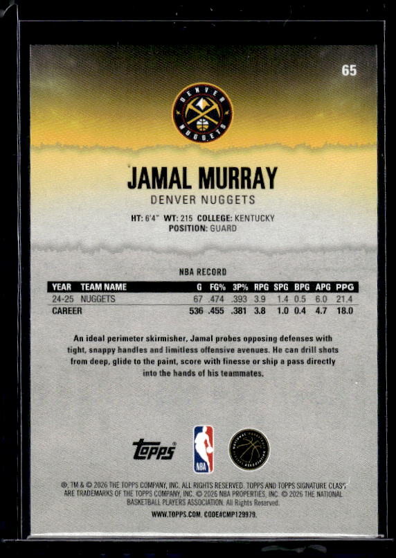 2025-26 Topps Signature Class #65 Jamal Murray Blue & Orange