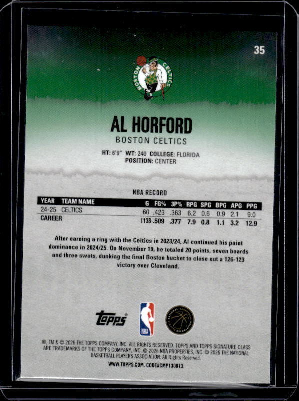 2025-26 Topps Signature Class #35 Al Horford Chrome