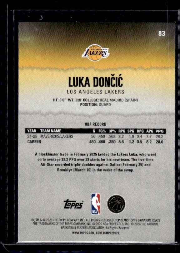 2025-26 Topps Signature Class #83 Luka Dončić