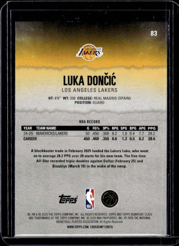 2025-26 Topps Signature Class #83 Luka Dončić