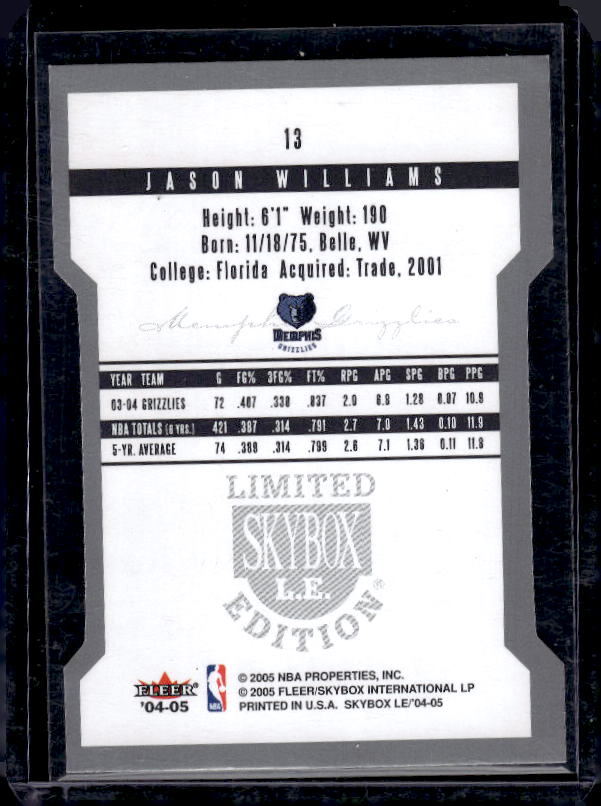 2004-05 SkyBox LE #13 Jason Williams