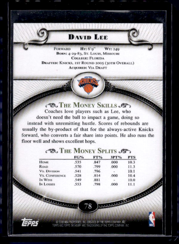 2008-09 Topps Treasury #78 David Lee