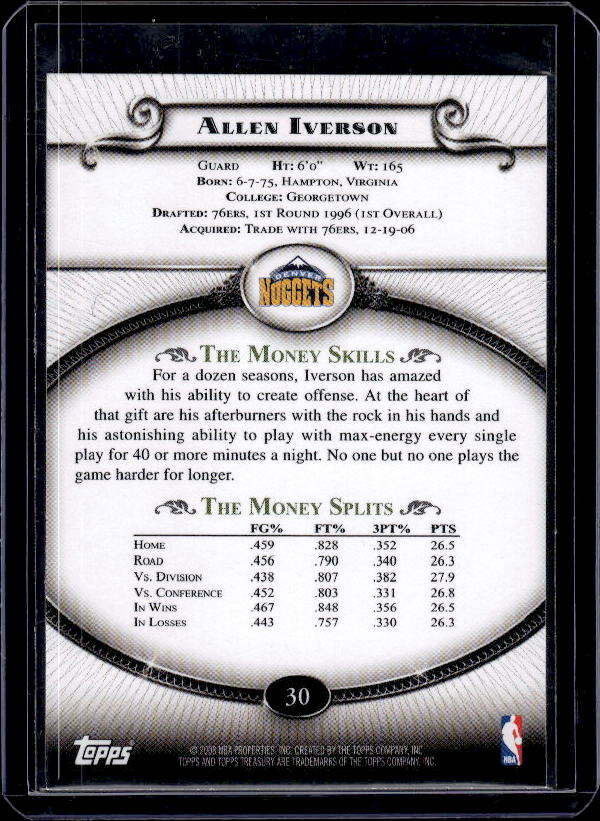 2008-09 Topps Treasury #30 Allen Iverson