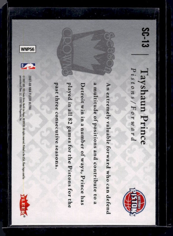 2007-08 Ultra #SC-13 Tayshaun Prince Season Crowns