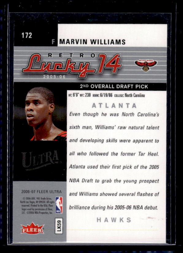 2006-07 Ultra #172 Marvin Williams Lucky 14