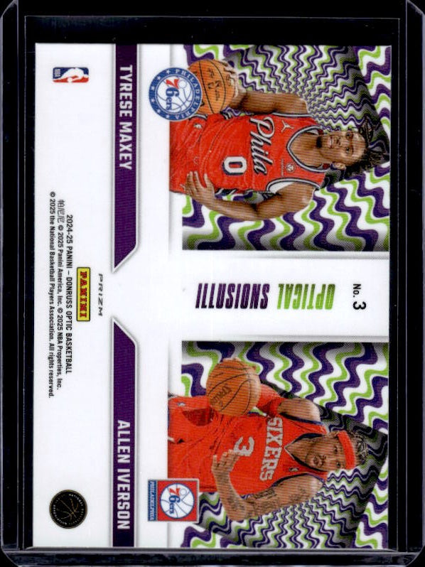 2024-25 Donruss Optic #3 Allen Iverson/Tyrese Maxey Optical Illusions Holo