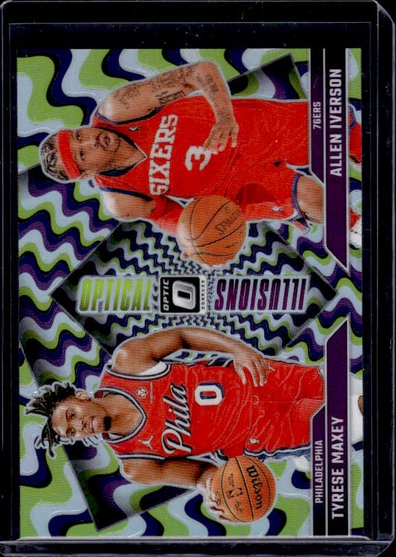 2024-25 Donruss Optic #3 Allen Iverson/Tyrese Maxey Optical Illusions Holo