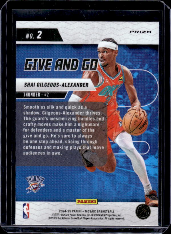 2024-25 Panini Mosaic #2 Shai Gilgeous-Alexander Give and Go Mosaic