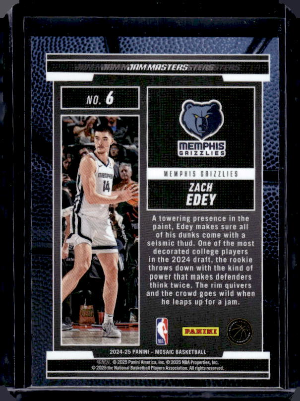 2024-25 Panini Mosaic #6 Zach Edey Jam Masters
