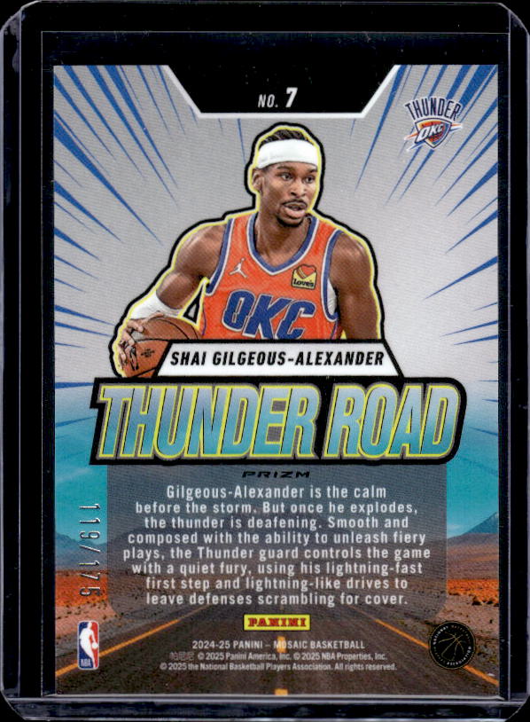 2024-25 Panini Mosaic #7 Shai Gilgeous-Alexander Thunder Road Mosaic Purple Fluorescent #/175