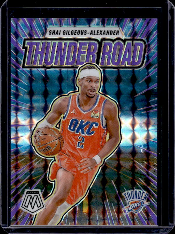 2024-25 Panini Mosaic #7 Shai Gilgeous-Alexander Thunder Road Mosaic Purple Fluorescent #/175