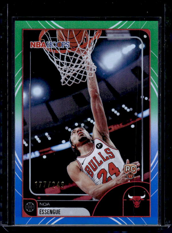 2025-26 Hoops #70 Noa Essengue Rainbow Green & Blue #/249