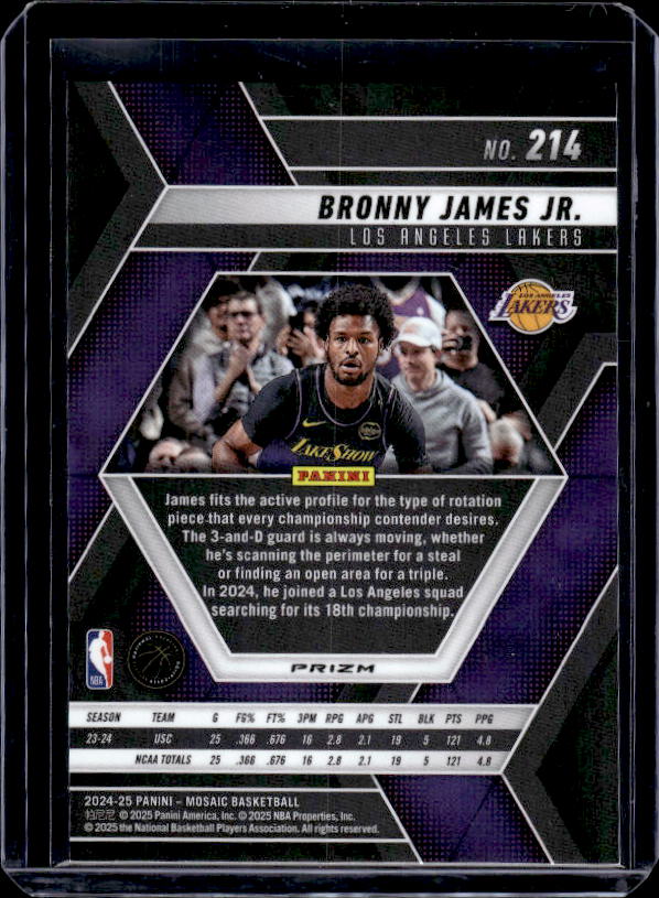 2024-25 Panini Mosaic #214 Bronny James Jr. Genesis Mosaic