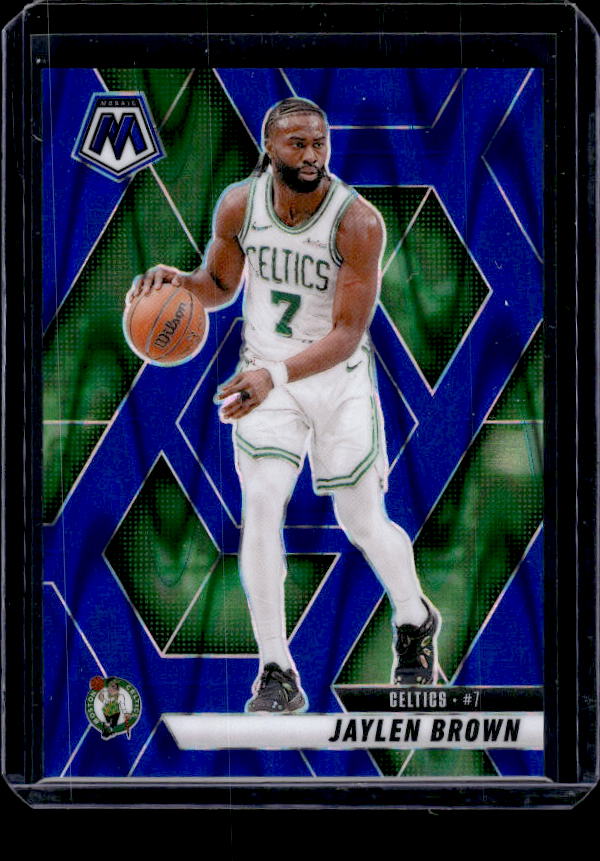 2024-25 Panini Mosaic #33 Jaylen Brown Blue Seismic Mosaic #/149