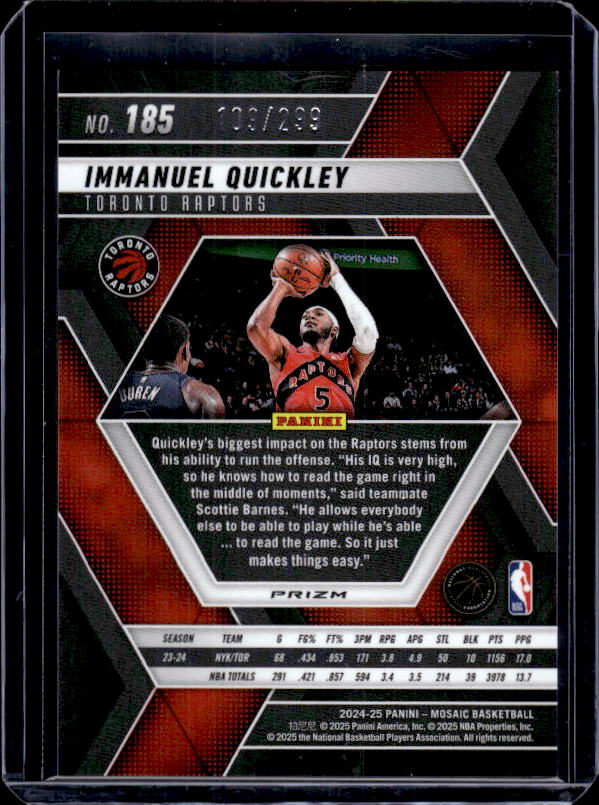 2024-25 Panini Mosaic #185 Immanuel Quickley Red Seismic Mosaic #/299