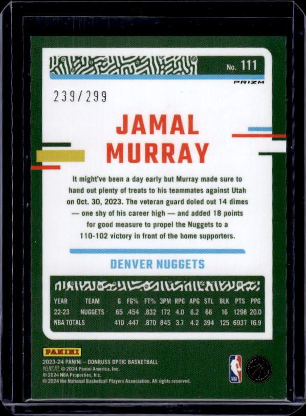 2023-24 Donruss Optic #111 Jamal Murray Red Velocity #/299