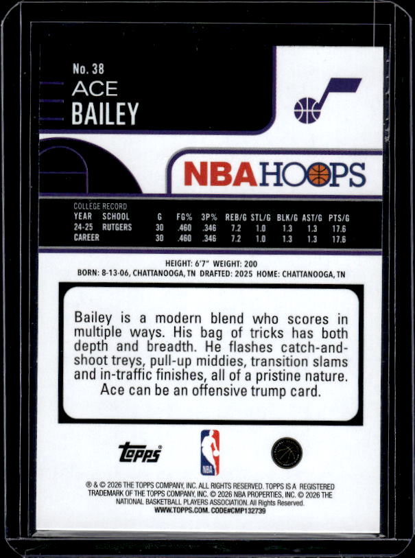 2025-26 Hoops #38 Ace Bailey
