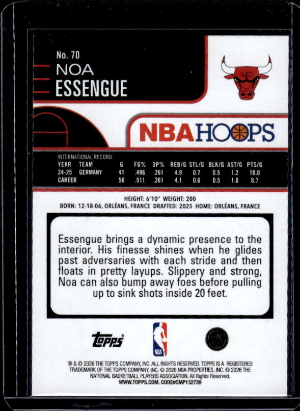 2025-26 Hoops #70 Noa Essengue