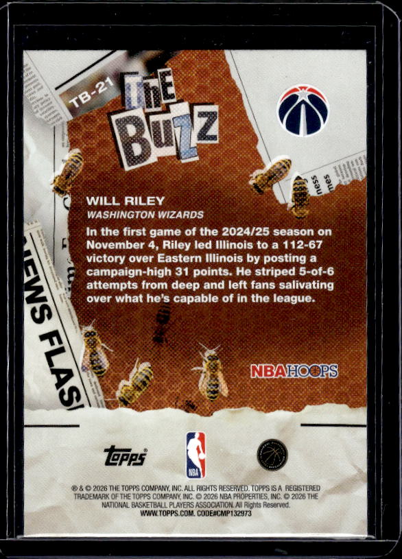 2025-26 Hoops #TB-23 Asa Newell The Buzz Orange Hoops