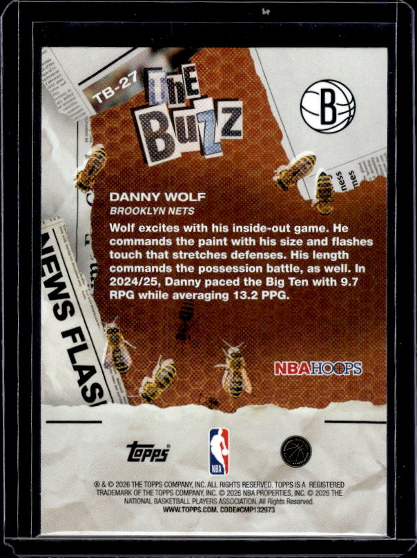 2025-26 Hoops #TB-27 Danny Wolf The Buzz