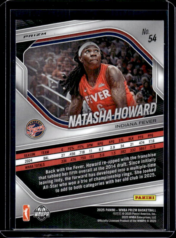 2025 Panini Prizm WNBA #54 Natasha Howard Orange Ice Prizms