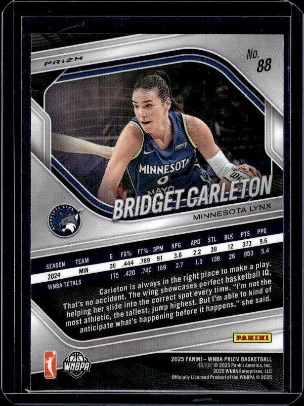 2025 Panini Prizm WNBA #88 Bridget Carleton Green Prizms