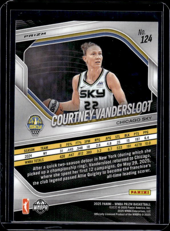 2025 Panini Prizm WNBA #124 Courtney Vandersloot Orange Velocity Prizms